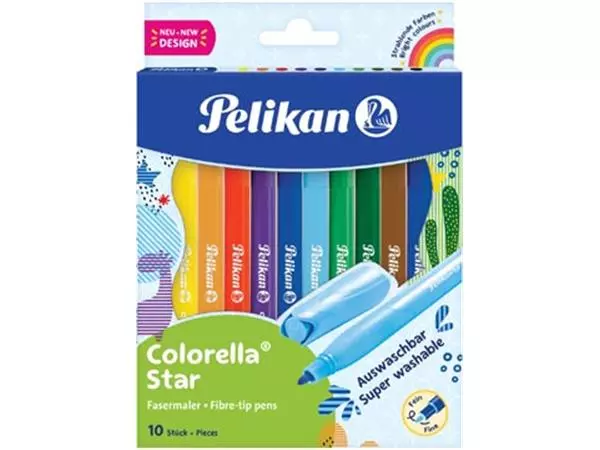 Een Pelikan viltstift Colorella Star 10 stiften in kartonnen ophangdoosje koop je bij ShopXPress