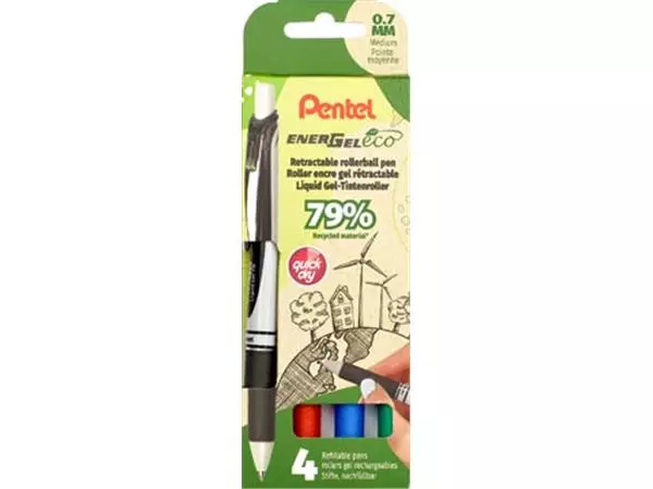 Een Pentel roller Energel BL77E-4, 0,7 mm, assorti, set van 4 stuks koop je bij ShopXPress