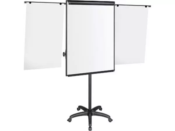 Een Pergamy Excellence mobiele magnetische flipchart met papierklem en 2 uitschuifbare armen ft 107 x 75 cm koop je bij ShopXPress