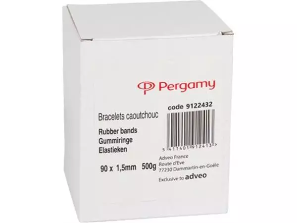 Een Pergamy elastieken 1,5 mm x 90 mm, doos van 500 g koop je bij ShopXPress