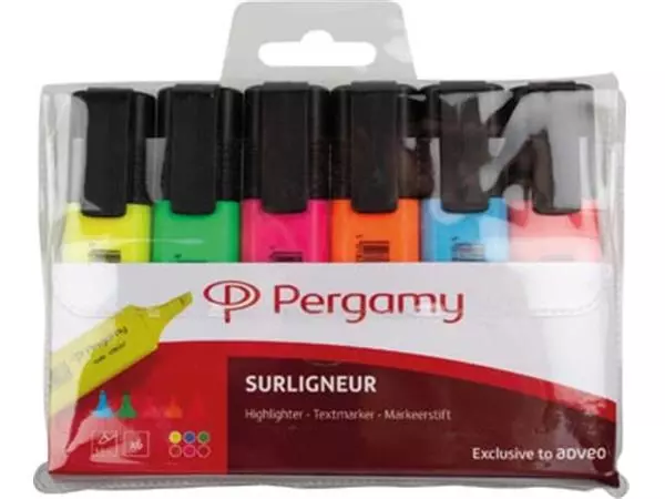 Een Pergamy markeerstift, etui van 6 stuks in geassorteerde kleuren koop je bij ShopXPress
