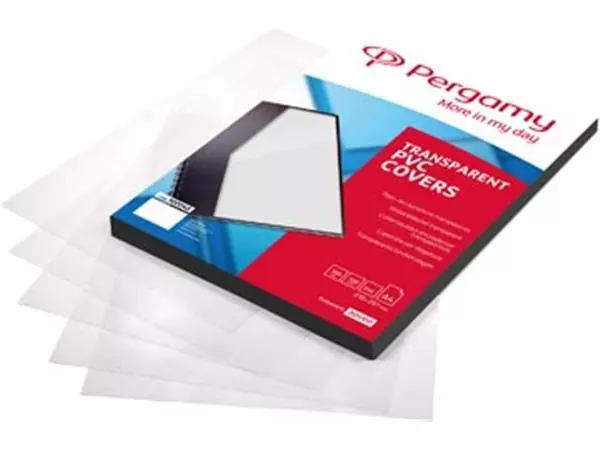 Een Pergamy omslagen, ft A4, PVC, 150 micron, pak van 100 stuks, transparant koop je bij ShopXPress