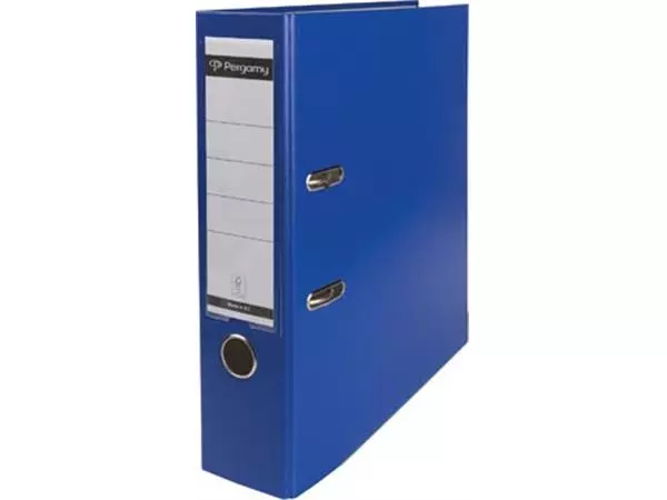 Een Pergamy ordner, voor ft A4, uit PP en papier, met beschermrand, rug van 8 cm, blauw koop je bij ShopXPress