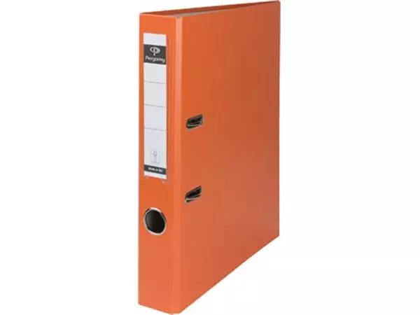 Een Pergamy ordner, voor ft A4, uit PP en papier, zonder beschermrand, rug van 5 cm, oranje koop je bij ShopXPress