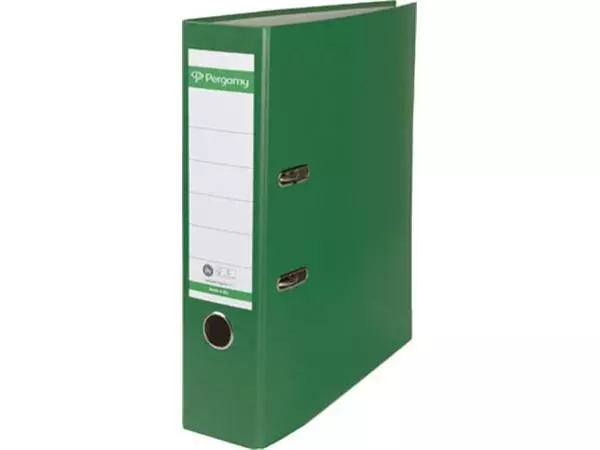 Een Pergamy ordner, voor ft A4, uit Recycolor papier, rug van 8 cm, groen koop je bij ShopXPress