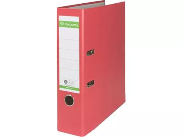 Een Pergamy ordner, voor ft A4, uit Recycolor papier, rug van 8 cm, rood koop je bij ShopXPress