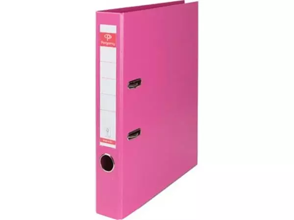 Een Pergamy ordner, voor ft A4, volledig uit PP, rug van 5 cm, roze koop je bij ShopXPress