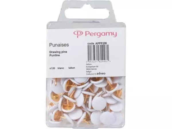 Een Pergamy punaises wit, doosje van 120 stuks koop je bij ShopXPress