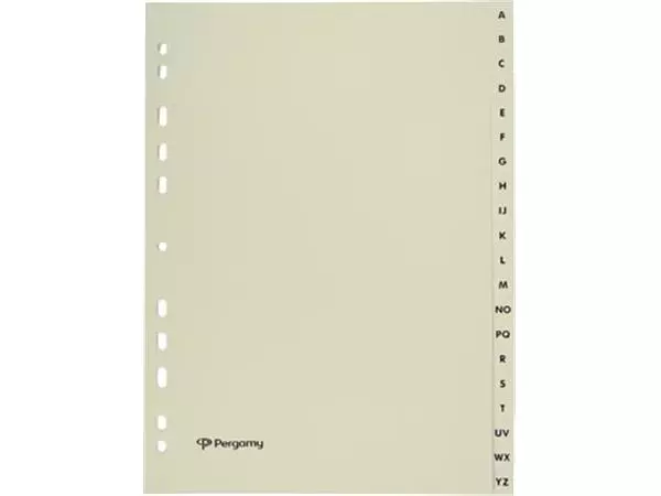 Een Pergamy tabbladen, ft A4, uit karton, A-Z, 11-gaats perforatie, beige koop je bij ShopXPress