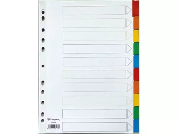 Een Pergamy tabbladen met indexblad, ft A4, 11-gaatsperforatie, geassorteerde kleuren, 10 tabs koop je bij ShopXPress