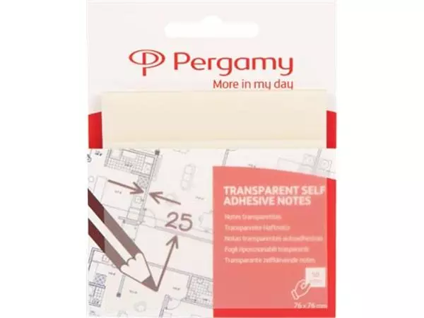 Een Pergamy transparante notes, ft 76 x 76 mm, 50 vel, wit koop je bij ShopXPress