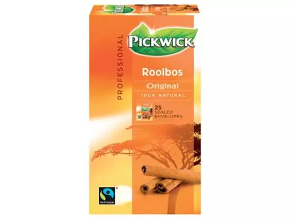 Een Pickwick thee, rooibos, fairtrade, pak van 25 zakjes koop je bij ShopXPress