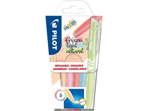 Een Pilot markeerstift Frixion Light Natural, blister van 6 stuks in geassorteerde kleuren koop je bij ShopXPress