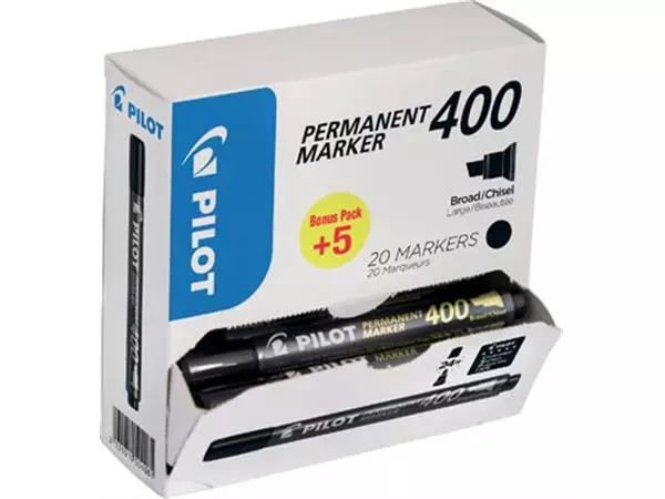 Een Pilot permanent marker 400, XXL doos met 15 + 5 stuks, zwart koop je bij ShopXPress