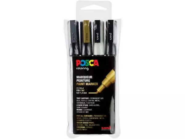 Een Posca paintmarker PC-3M, set van 4 markers in geassorteerde kleuren koop je bij ShopXPress