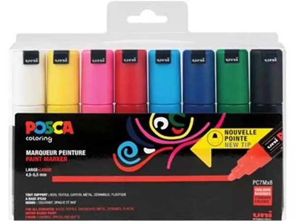 Een Posca paintmarker PC-7M, set van 8 markers in geassorteerde basiskleuren koop je bij ShopXPress