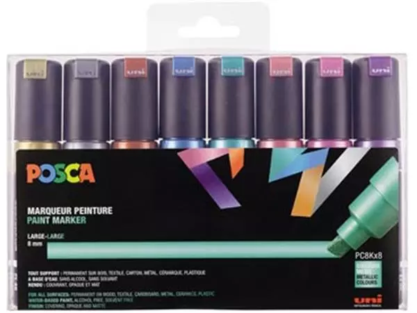 Een Posca paintmarker PC-8K, set van 8 stuks, assorti koop je bij ShopXPress