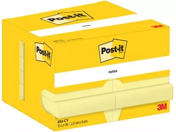 Een Post-It Notes, 100 vel, ft 51 x 76 mm, geel, pak van 12 blokken koop je bij ShopXPress