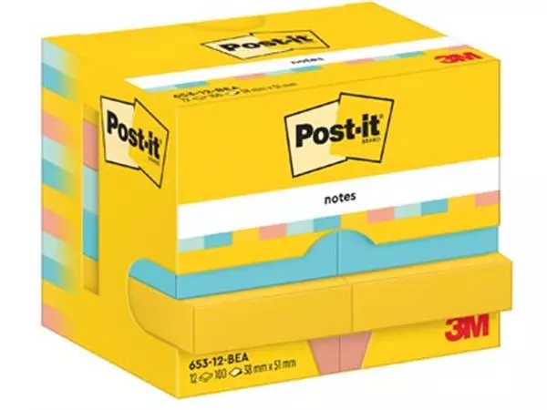 Een Post-It Notes Beachside, 100 vel, ft 38 x 51 mm, pak van 12 blokken koop je bij ShopXPress