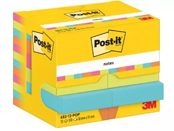 Een Post-It Notes Poptimistic, 100 vel, ft 38 x 51 mm, pak van 12 blokken koop je bij ShopXPress