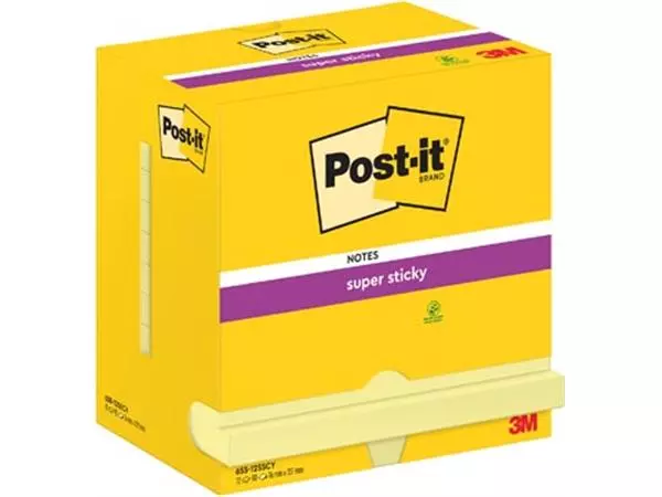 Een Post-It Super Sticky Notes, 90 vel, ft 76 x 127 mm, geel, pak van 12 blokken koop je bij ShopXPress