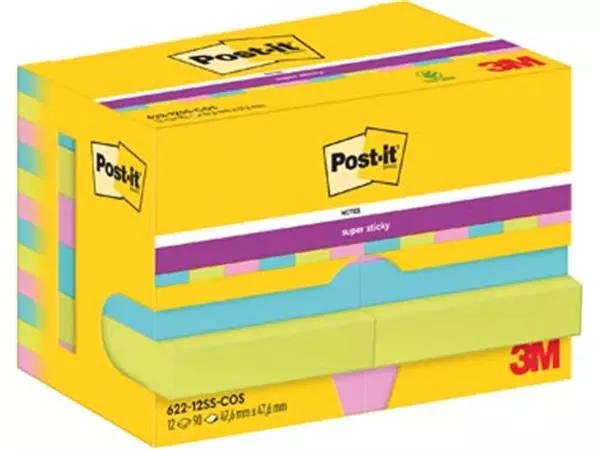 Een Post-It Super Sticky Notes Cosmic, 90 vel, ft 47,6 x 47,6 mm, pak van 12 blokken koop je bij ShopXPress