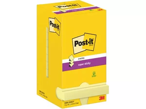 Een Post-It Super Sticky Z-Notes, 90 vel, ft 76 x 76 mm, geel, pak van 12 blokken koop je bij ShopXPress