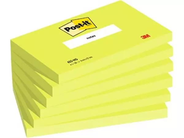 Een Post-it Notes, 100 vel, ft 76 x 127 mm, neongroen, pak van 6 blokken koop je bij ShopXPress