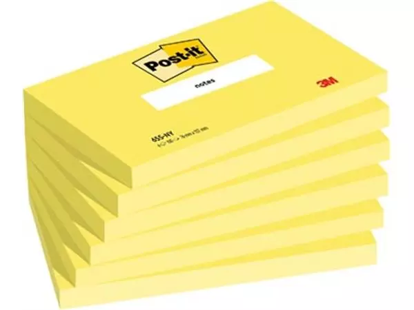 Een Post-it Notes, 100 vel, ft 76 x 127 mm, pak van 6 blokken, neongeel koop je bij ShopXPress