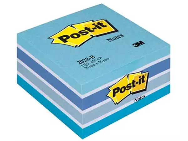 Een Post-it Notes kubus, 450 vel, ft 76 x 76 mm, blauw koop je bij ShopXPress