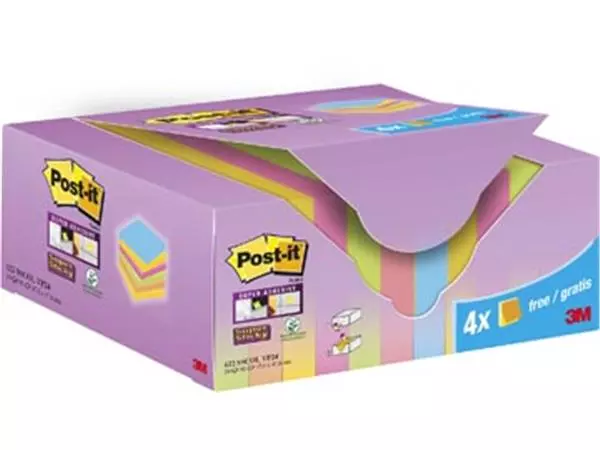 Een Post-it Super Sticky Notes Colour, 90 vel, ft 47,6 x 47,6 mm, 20 + 4 GRATIS koop je bij ShopXPress