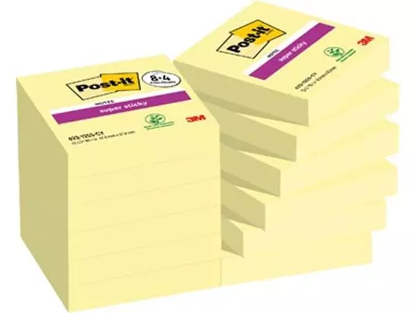 Een Post-it Super Sticky notes Canary Yellow, 90 vel, ft 47,6 x 47,6 mm, 8 + 4 GRATIS koop je bij ShopXPress