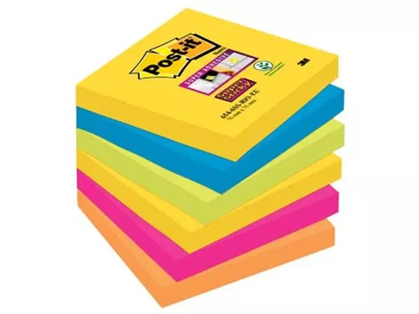 Een Post-it Super Sticky notes Carnival, 90 vel, ft 76 x 76 mm, pak van 6 blokken koop je bij ShopXPress