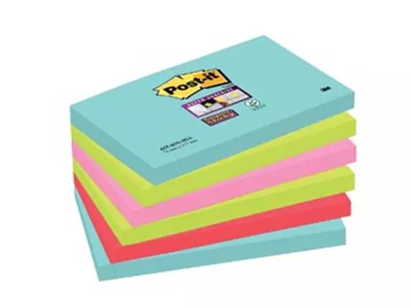 Een Post-it Super Sticky notes Cosmic, 90 vel, ft 76 x 127 mm, pak van 6 blokken koop je bij ShopXPress