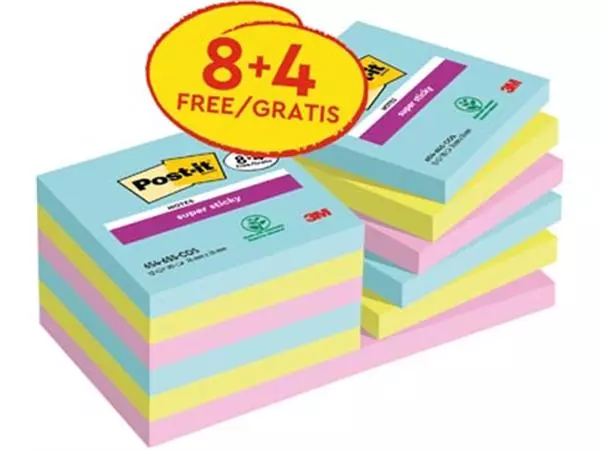 Een Post-it Super Sticky notes Cosmic, 90 vel, ft 76 x 76 mm, 8 + 4 GRATIS koop je bij ShopXPress