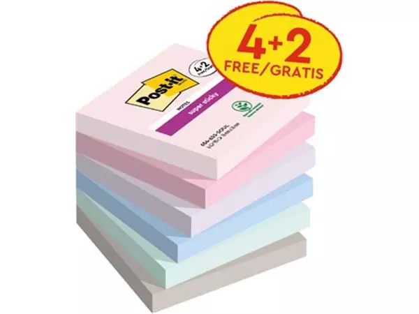 Een Post-it Super Sticky notes Soulful, 90 vel, ft 76 x 76 mm, 4 + 2 GRATIS koop je bij ShopXPress