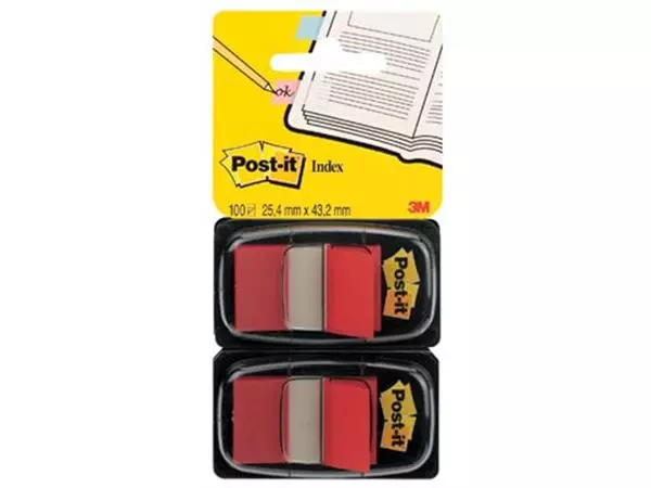 Een Post-it index standaard, ft 24,4 x 43,2 mm, houder met 2 x 50 tabs, rood koop je bij ShopXPress