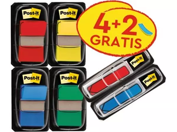 Een Post-it index standaard, ft 25 mm x 43.2 mm, voordeelpack van 4 stuks + 2 x Post-it Index pijltjes koop je bij ShopXPress