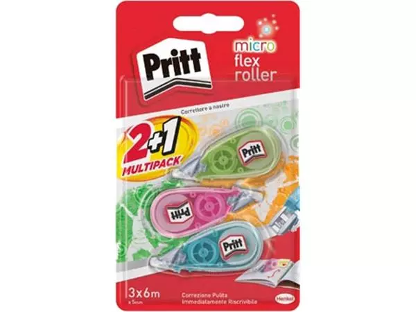 Een Pritt micro correctieroller, 2 + 1 gratis, op blister koop je bij ShopXPress