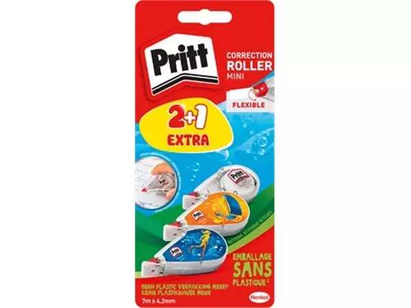 Een Pritt mini correctieroller, 2 + 1 gratis, op blister koop je bij ShopXPress