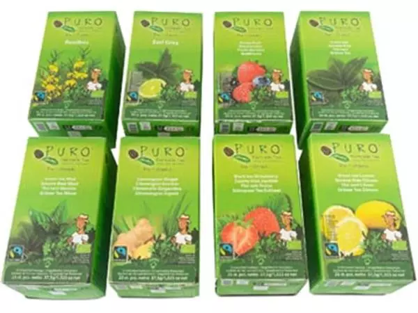 Een Puro Bio thee, assortiment, fairtrade, 8 pakken van 25 zakjes koop je bij ShopXPress