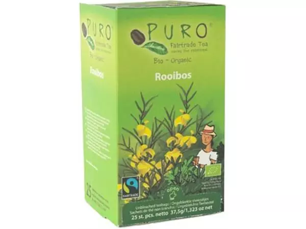 Een Puro Bio thee, rooibos, fairtrade, pak van 25 zakjes koop je bij ShopXPress