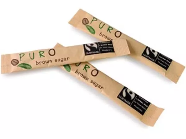 Een Puro suikersticks fairtrade, rietsuiker, 3 g, pak doos 1000 stuks koop je bij ShopXPress