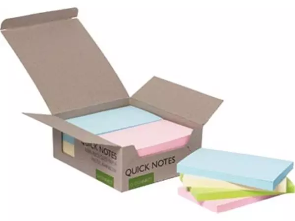 Een Q-CONNECT Quick Notes Recycled pastel, ft 76 x 127 mm, 100 vel, doos van 12 stuks in geassorteerde kleure koop je bij ShopXPress