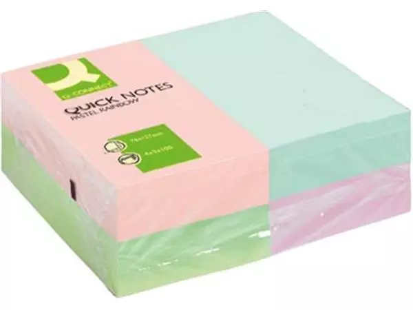 Een Q-CONNECT Quick Notes, ft 76 x 127 mm, 100 vel, pak van 12 blokken in pastelkleuren koop je bij ShopXPress