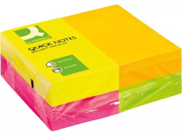 Een Q-CONNECT Quick Notes, ft 76 x 127 mm, 80 vel, pak van 12 blokken in 4 neonkleuren koop je bij ShopXPress