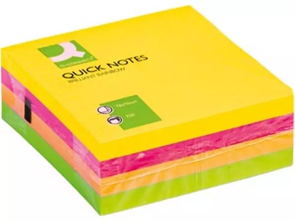 Een Q-CONNECT Quick Notes, ft 76 x 76 mm, 320 vel, geassorteerde neonkleuren koop je bij ShopXPress