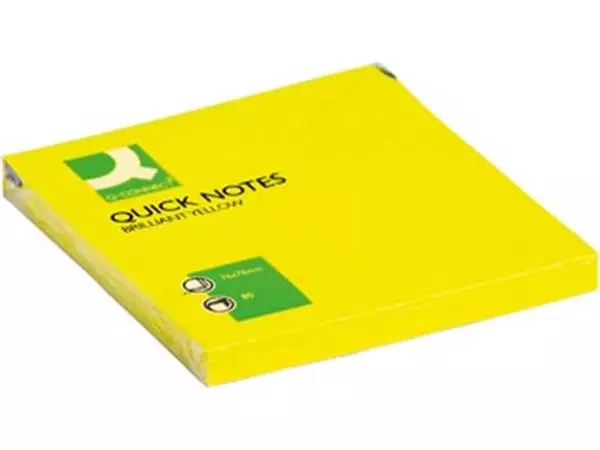 Een Q-CONNECT Quick Notes, ft 76 x 76 mm, 80 vel, neongeel koop je bij ShopXPress