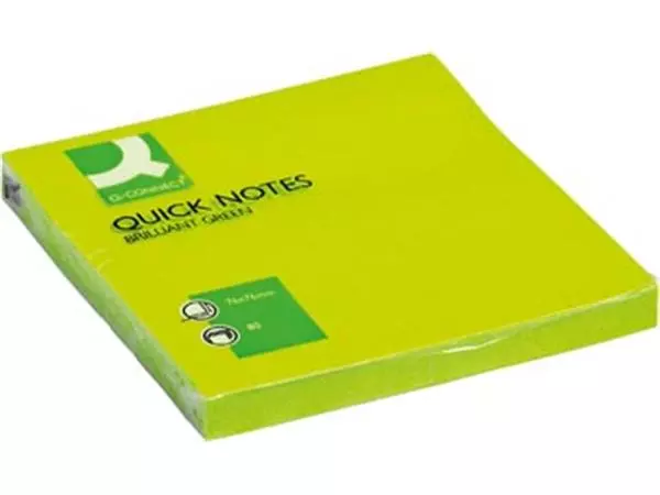 Een Q-CONNECT Quick Notes, ft 76 x 76 mm, 80 vel, neongroen koop je bij ShopXPress