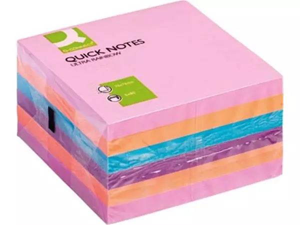 Een Q-CONNECT Quick Notes, ft 76 x 76 mm, 80 vel, pak van 6 blokken in 4 verschillende kleuren koop je bij ShopXPress